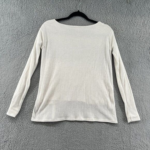 Calypso St Barth Long Sleeve Waffle Knit Top Cream Linen Blend Beachy XS - Picture 10 of 11